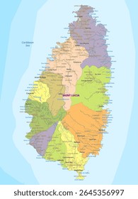 Political map of Saint Lucia