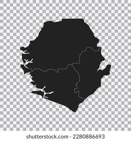 Political map of the Sierra Leone isolated on transparent background. Vector.