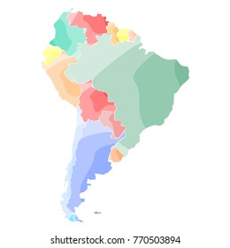 Mapa político de Sudamérica, ilustración vectorial