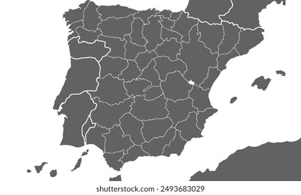 Political Map of Spain map isolated on white background. for website layouts, background, education, precise, customizable, Travel worldwide, map silhouette backdrop, earth geography, political,report