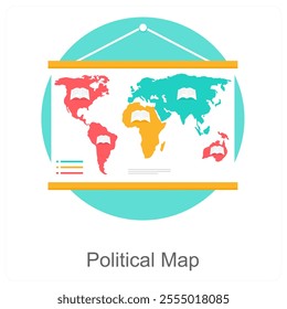 Political Map and study icon concept