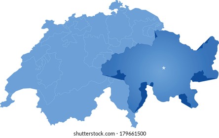 Political map of Switzerland with all cantons 