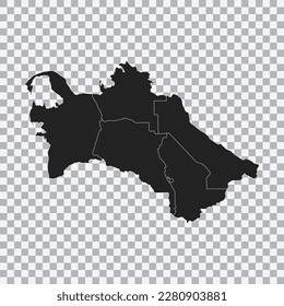 Political map of the Turkmenistan isolated on transparent background. Vector.