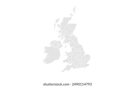 Political map uk Grayscale,isolated on white background for website layouts,background,education, precise,customizable,Travel worldwide,map silhouette backdrop,earth geography, political,reports.