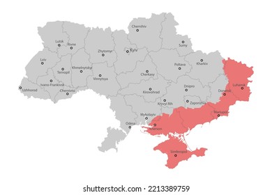 Politische Karte der Ukraine mit den Grenzen der Regionen