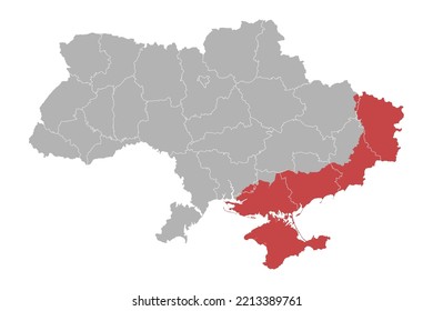 Political map of Ukraine with borders of the regions