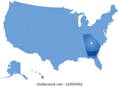 Political map of United States with all states where Georgia is pulled out
