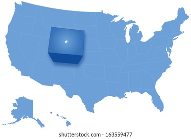 Political map of United States with all states where Colorado is pulled out