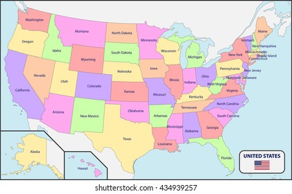 Political Map of USA with Names