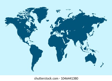 Political map of the world in blue