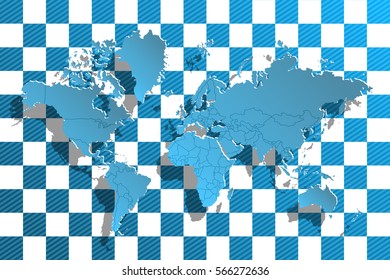 Political map of the world. Blue map of the world. Vector illustration