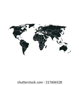 Political map of world with countries. Vector illustration.