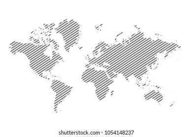 Political map of the world. Gray world map of countries on a white background. Flat design. Cute linear design element. Simple illustrated illustration for printing, web

