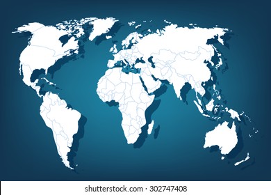 Political map of the world. Gray world map-countries. Vector illustration