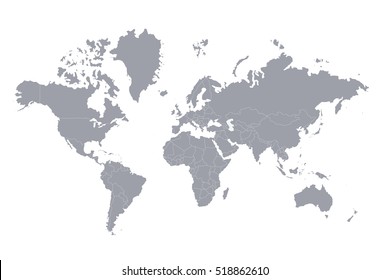 Political map of the world. Gray world map-countries. Vector illustration