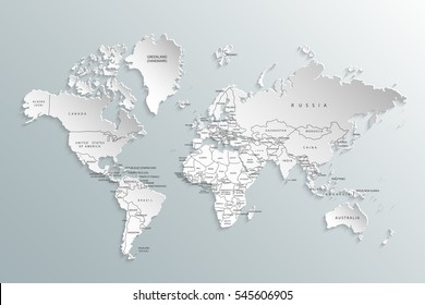 Political map of the world. Gray world map-countries. Vector illustration