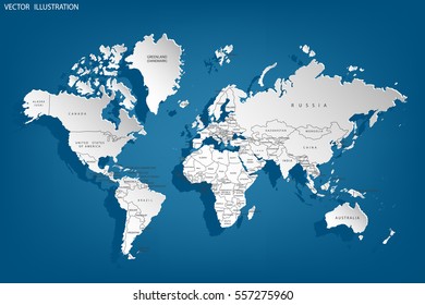 Political map of the world. Gray world map-countries. Vector illustration