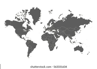 Political map of the world. Gray world map-countries. Vector illustration