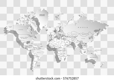 Political map of the world. Gray world map-countries. Vector illustration