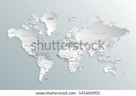 Political map of the world. Gray world map-countries. Vector illustration