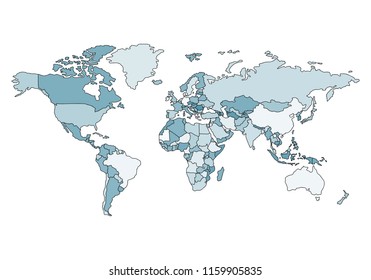 Political map of the world. Illustration in a flat style