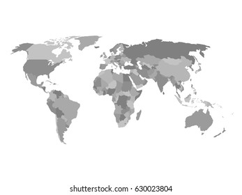 Political map of the world in shades of grey. Simlified flat geographical background wallpaper. EPS10 vector illustration.