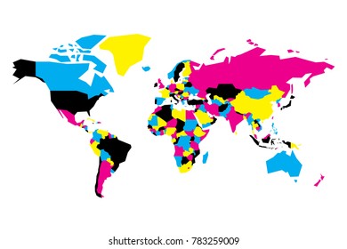 Political map of World. Simplified vector map in CMYK colors.
