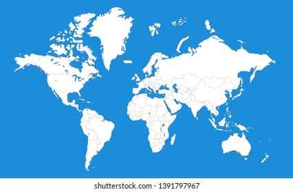 Political map of the world template. Woldmap background with editable countries borders