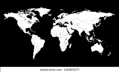 Political map of the world template. Woldmap background with editable countries borders