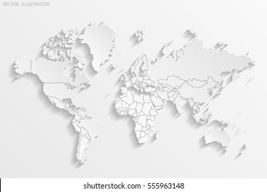 Political Map Of The World. White World Map-countries. Paper. Vector Illustration