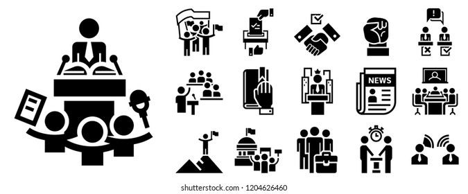 Political Meeting Summit Icon Set. Simple Set Of Political Meeting Summit Vector Icon For Web Design On White Background