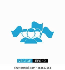 Political meeting vector. Isolated blue icon on white background.