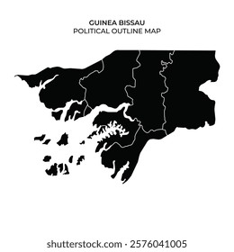 The political outline of Guinea Bissau highlights various regions and their borders. This representation provides a clear view of the countrys political landscape and divisions.