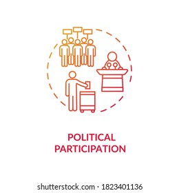 Political Participation Concept Icon. Political Involvement Idea Thin Line Illustration. Activists. Peaceful Protests. Human Rights. Civics. Vector Isolated Outline RGB Color Drawing