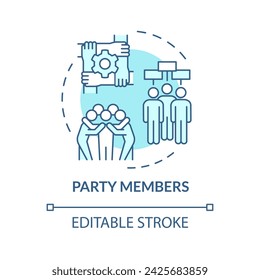 Political party members soft blue concept icon. Government structure. Social policy, public administration. Round shape line illustration. Abstract idea. Graphic design. Easy to use