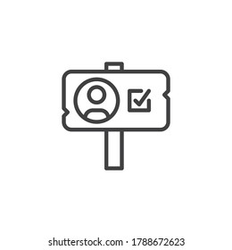 Political person vote line icon. linear style sign for mobile concept and web design. Election candidate banner outline vector icon. Symbol, logo illustration. Vector graphics