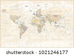 Political Physical Topographic Colored World Map Vector illustration