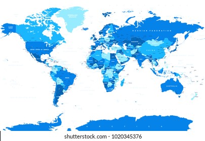 Ilustración del Vector del Mapa Mundial de Colores Topográficos Políticos