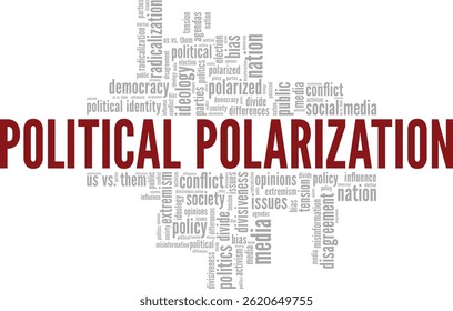 Political Polarization word cloud conceptual design isolated on white background.