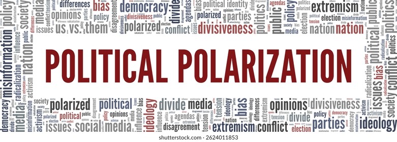 Political Polarization word cloud conceptual design isolated on white background.