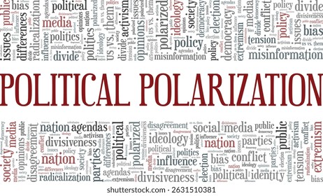 
Political Polarization word cloud conceptual design isolated on white background.