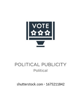Political publicity on monitor screen icon vector. Trendy flat political publicity on monitor screen icon from political collection isolated on white background. Vector illustration can be used for 