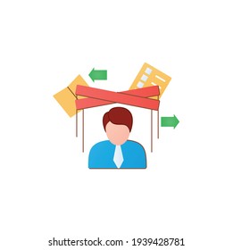 Political puppet flat icon. Controlled president, candidate, politician. Hidden power, manipulation. Conspiracy and election concept. Vector illustration