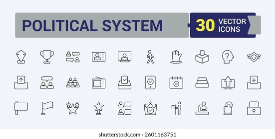 Political related icon. Contains such icons as election, poll, government, politics, people and more. Democracy icon collection. Modern linear icons. Vector artwork and illustration.