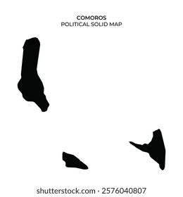 The political solid map of Comoros, illustrating the geographical contours of the islands in a simplistic design. Ideal for educational use and geographic studies.