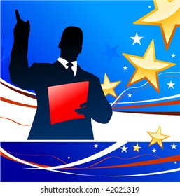 Political speaker with stars