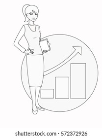 Political strategist is on background of growing graphic