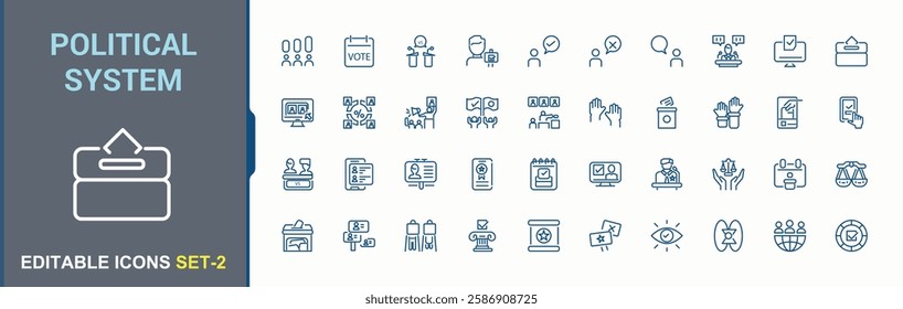 Political System modern icon. Contains such icons as equal, democracy, man, choice, election, ballot, government. Minimalistic icon. Editable vector icon and illustration.