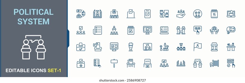 Political System modern icon. Contains such icons as equal, democracy, man, choice, election, ballot, government. Minimalistic icon. Editable vector icon and illustration.