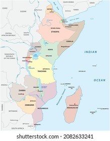 political vector map of east africa region